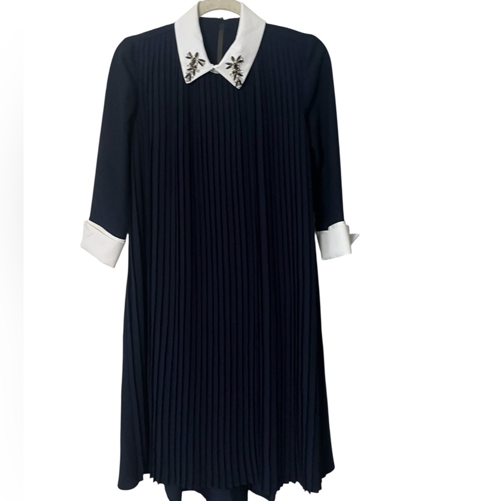 Navy pleated dress
